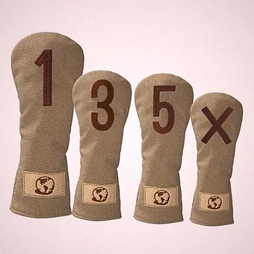 Premium Golf Club Head Covers Set of 4 Fits Drivers Fairways Hybrids 1, Brown