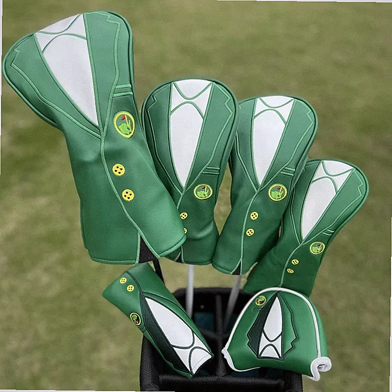 Premium Green Jacket Golf Club Head Cover Driver 35 Woods Hybrid UT Head Covers
