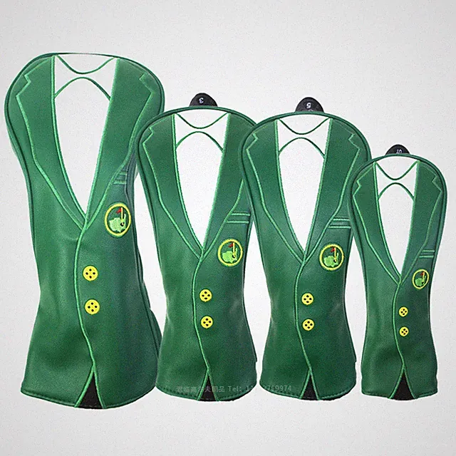 Premium Green Jacket Golf Club Head Covers Driver Woods Hybrid UT Head Covers