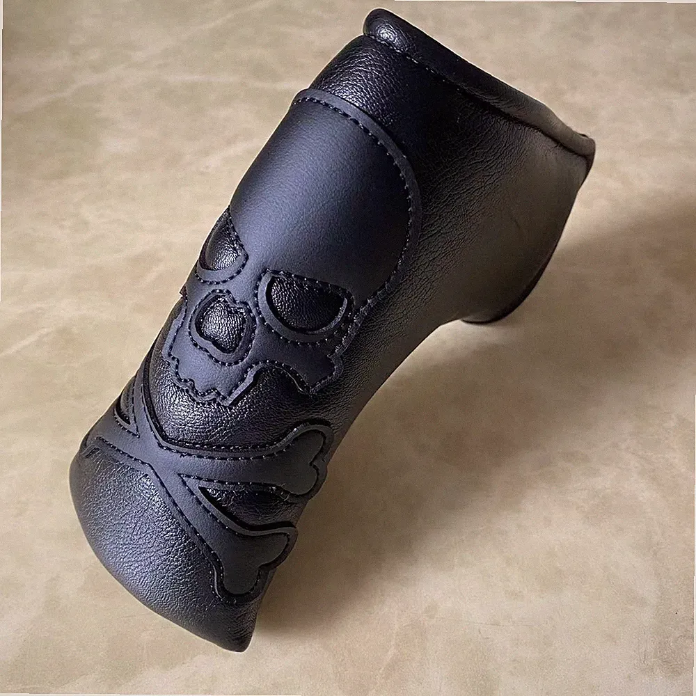 Premium Skull Golf Putter Cover Blade Putter Head Cover Headcover Magnetic Black