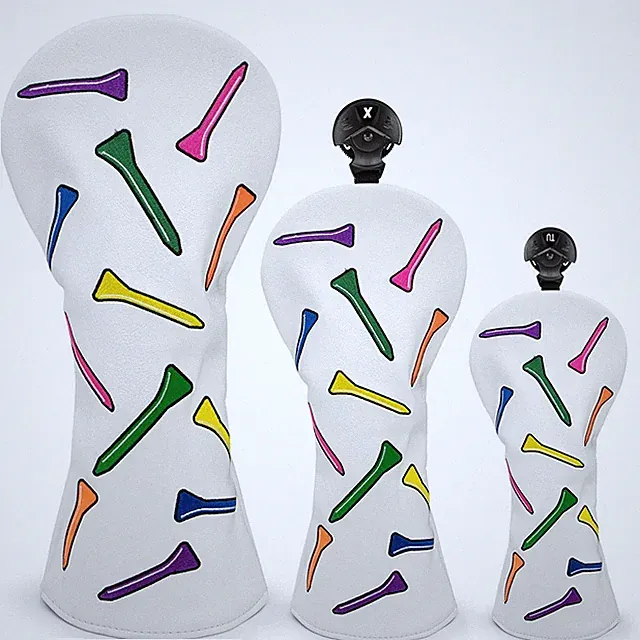 Premium White Golf Club Headcovers Driver Fairway Woods Cover Head Covers Set