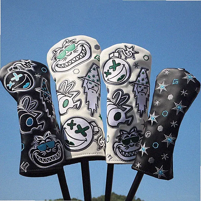 Premium Wizard Cat Golf Driver Cover Headcovers Fairway Wood Cover Hybrid Covers