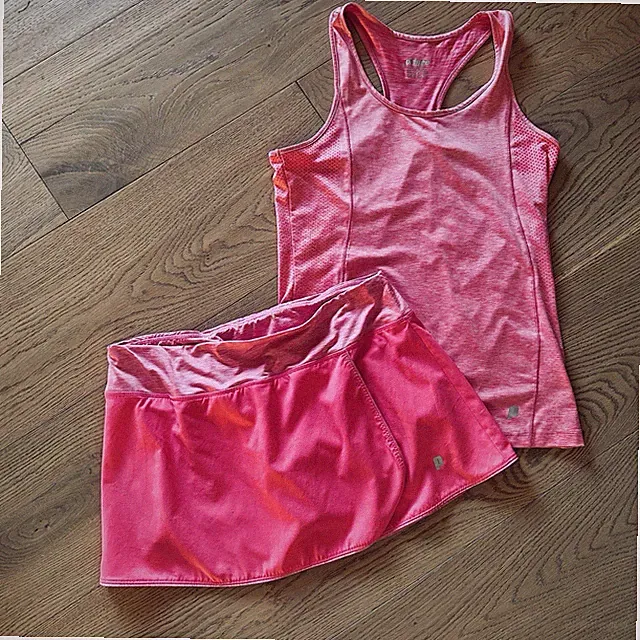 Prince Outfit Pickleball Tennis Women's Med Skort & Racer-back Set Pink Cute