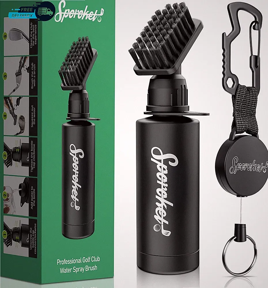 Pro Golf Club Brush Cleaner Clamp 4 Oz of Water, Premium Golf Accessories