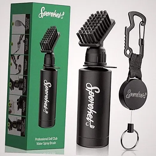 Pro Golf Club Brush Cleaner with Multi Purpose Heavy Duty Retractable Clamp