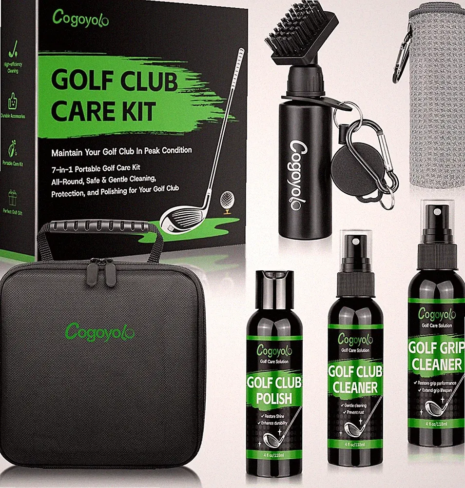 Pro Golf Club Care Kit with Golf Club Cleaner,Polish,Brush,Grip Cleaner,Golf Clu