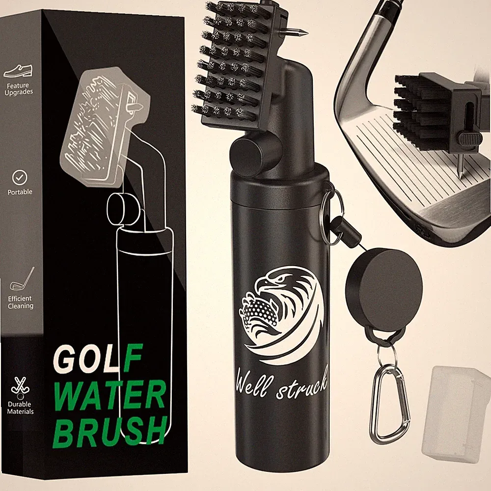 Pro Golf Club Cleaner - 4oz Water Bottle with Groove Cleaner and Retainer Cli...