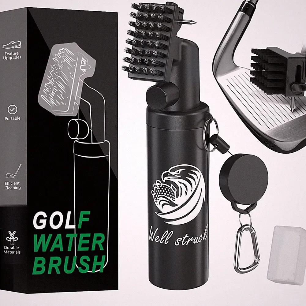Pro Golf Club Cleaner - 4oz Water Bottle with Groove Cleaner and Retainer Cli...