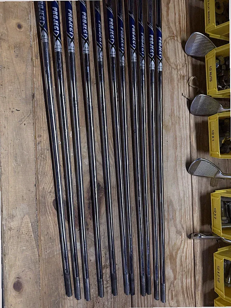 Project X 5.0 Regular Flex Steel Iron Shafts w/ Golf Pride Grips, 11 total