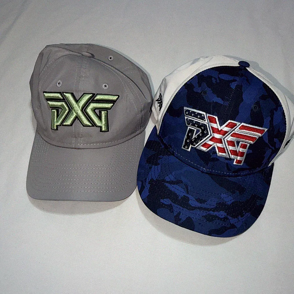 PXG Blue Camo New Era 9Fifty Golf Hat SnapBack + Adjustable Grey 9Twenty Hat