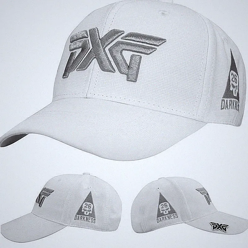 PXG Hat Golf Adjustable Baseball Cap Silver Embroidered White/Black