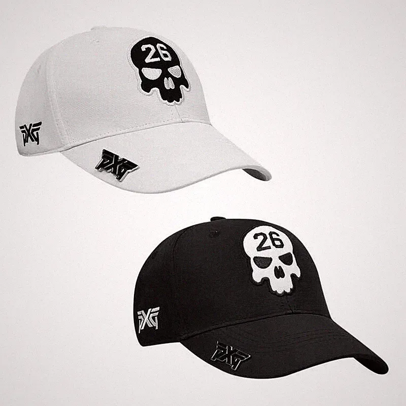 PXG Skull Hat Adjustable Golf Baseball Cap Black White