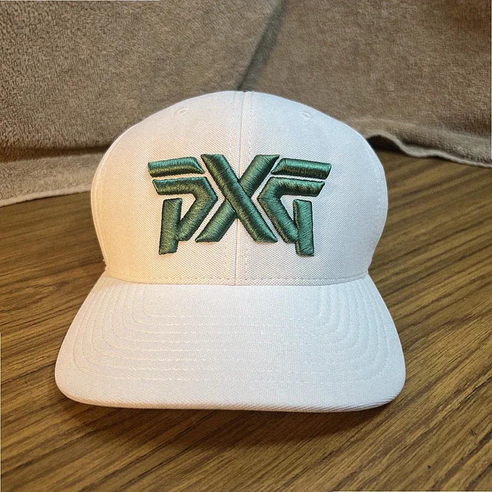 PXG Stretch Snapback Golf Hat White Green