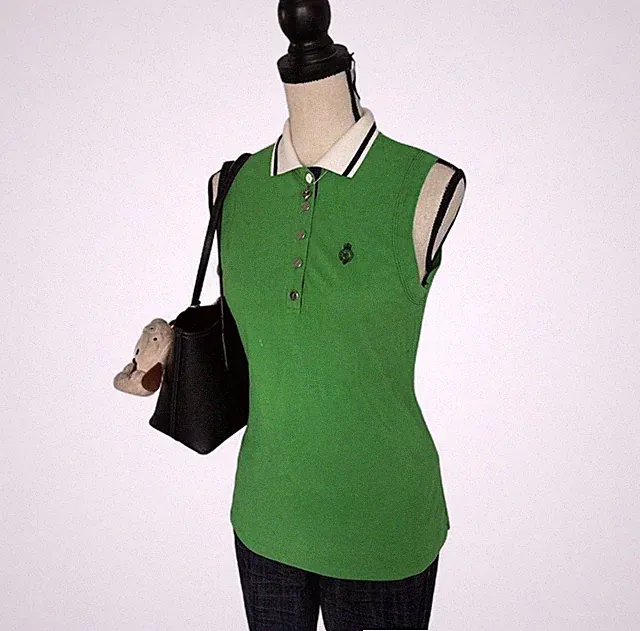 Ralph Lauren L-RL Women Green Sleeveless Polo Collared, XS