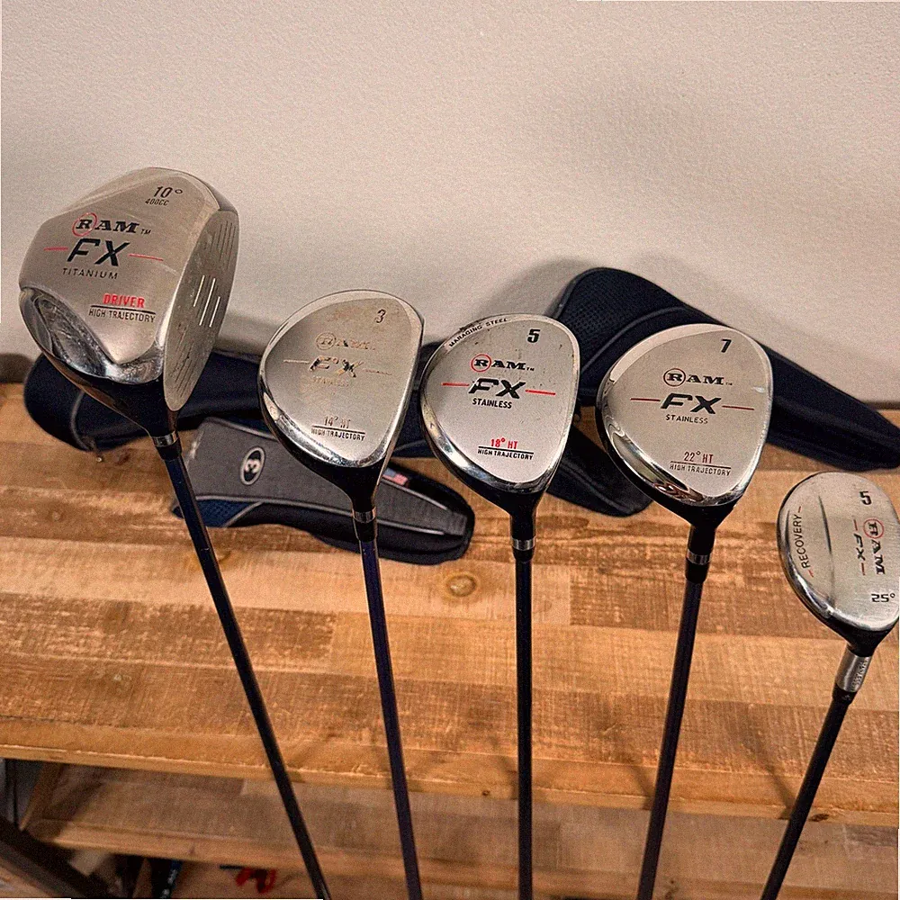 Ram FX Golf Club Set Right Handed Driver 3 5 7 Wood 5 Recovery Hybrid Headcovers