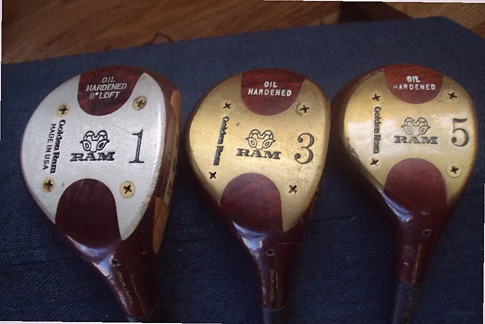 Ram Golden Ram Oil Hardened driver 3/5 woods Dynamic Gold stiff steel.
