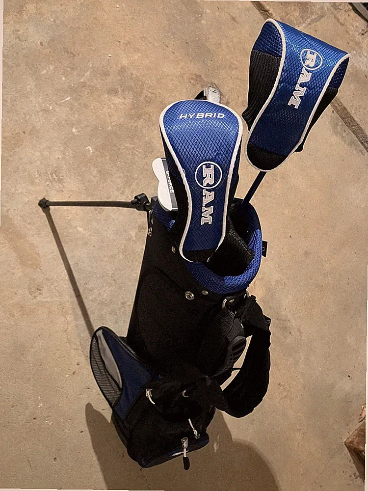 Ram Golf Junior G-Force Golf Clubs Set with Blue Bag and Rain Cover - Righty