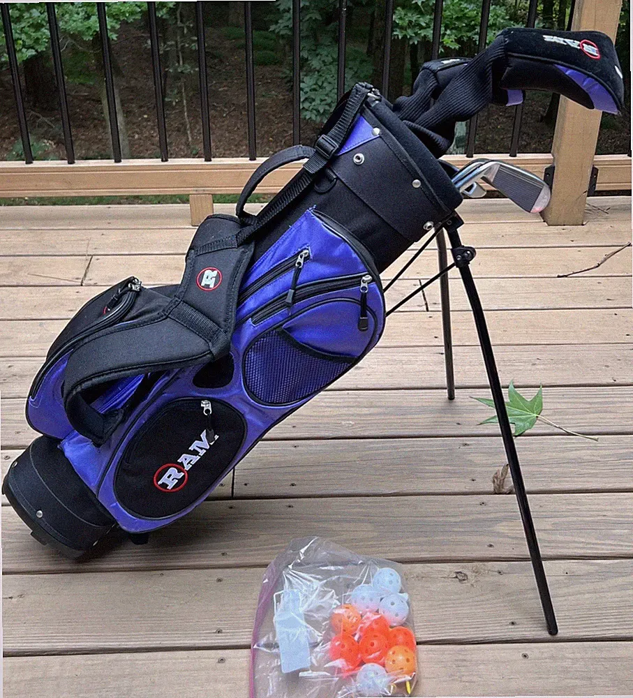 RAM Tour Junior 5 Club Set L Fairway Driver, HY,Irons,Putter Stand Bag Purple RH