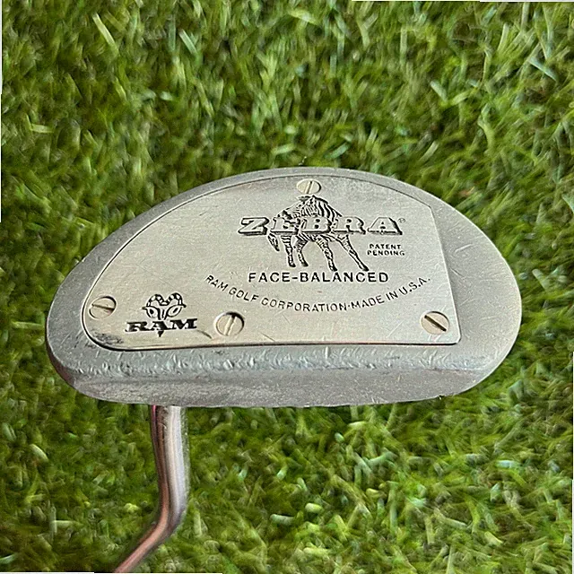 Ram Zebra Face Balanced Mallet Putter 35" Leather Grip Vintage Golf Right