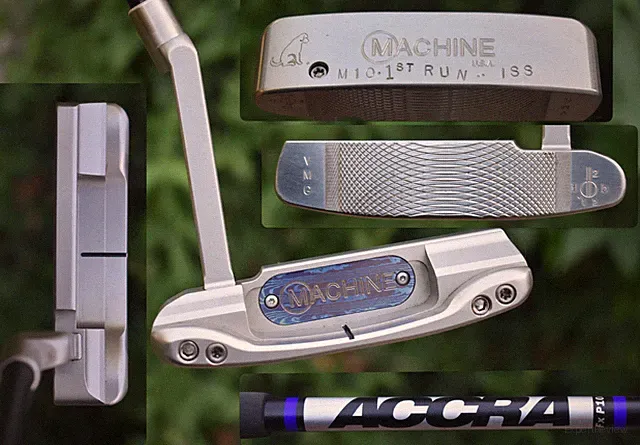 RARE Italian Stainless Machine M10 Damascus Medallion Long Neck Putter RH Accra