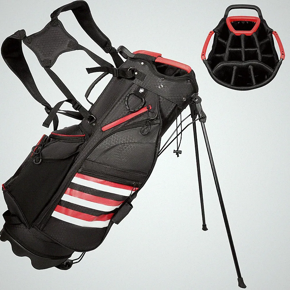 Red 14-Way Lightweight Golf Stand Bag w/ Cooler Pocket & Rain Hood