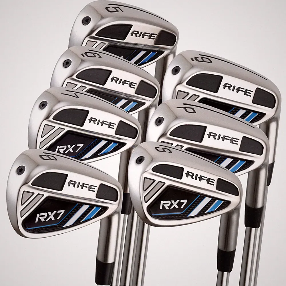 RIFE NEW MENS RX7 HOLLOW POWER CORE GOLF CLUBS REGULAR FLEX STEEL IRON SET #5-SW