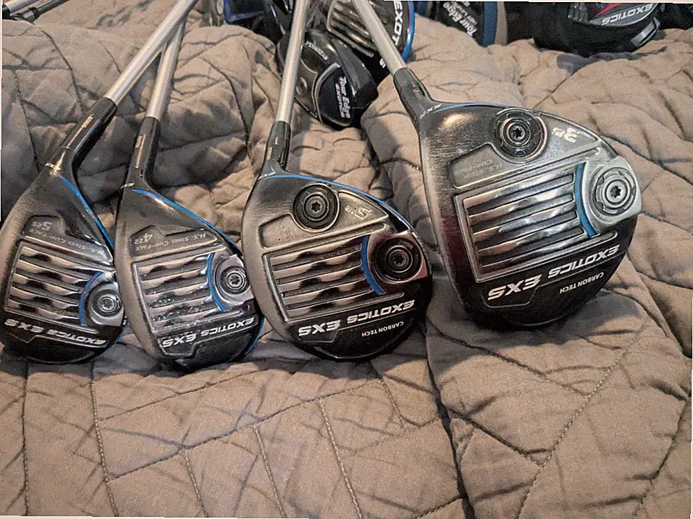 Right Tour Edge Exotics exs wood set.3,5 woods.4,5 hybrids.15,18,22,25.stiff.