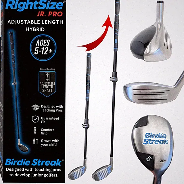 RightSize Junior Pro Series Golf Hybrid by Birdie Streak, Adjustable Length f...