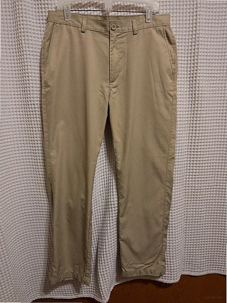 Roundtree & Yorke Performance Flat Front Golf Pants Khaki Mens 34 x 30