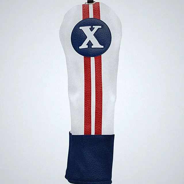 Sahara Vintage Golf Club Headcovers, #X Wood Headcover, Red/White/Blue