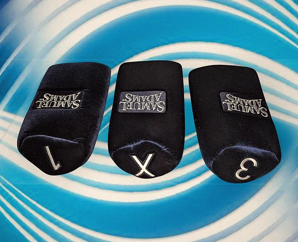 SAMUEL ADAMS Golf Club Head Covers Dark Blue LOT OF 3 Club Numbers 1 - 3 - X NEW