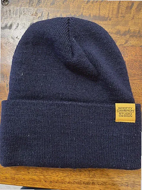 Scotty Cameron Beanie Leather ScriptStocking Hat Navy Blur