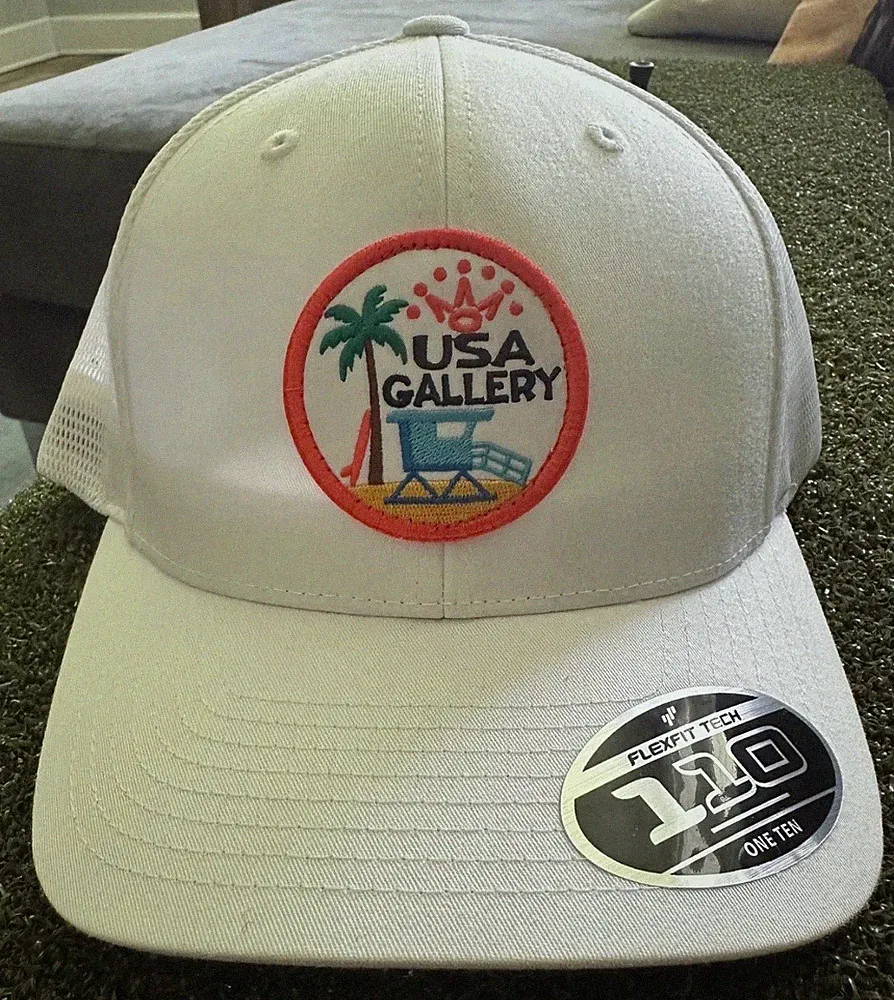SCOTTY CAMERON GALLERY Guard Tower Flexfit Tech Golf Hat White Crown Palm