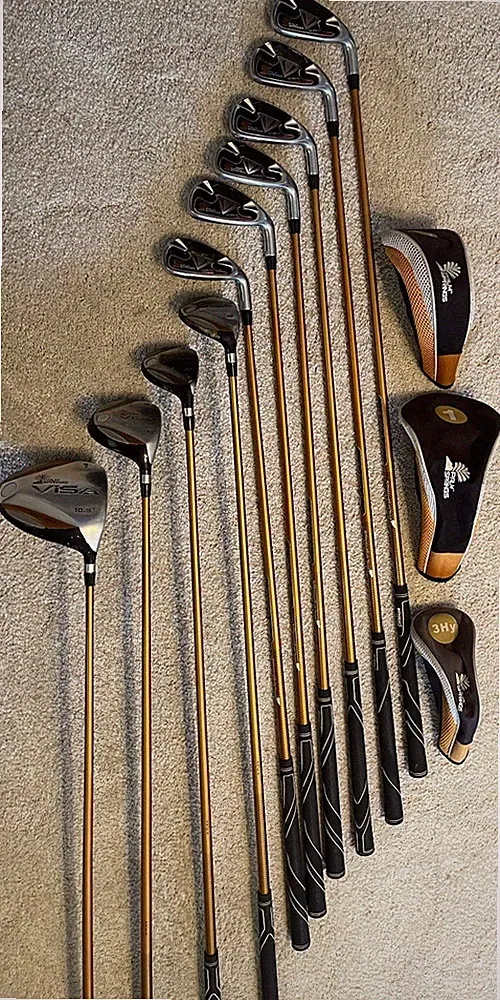 Set of 10 RH Palm Springs VISA Golf Clubs, Irons 5 6 7 8 9 P, Hybrids, Driver
