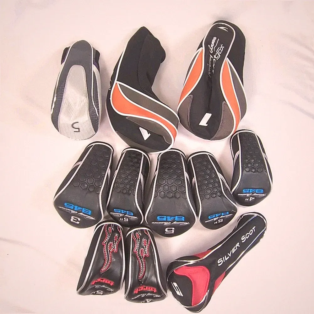 Set Of 11 Golf Club Head Covers Driver Woods By Tommy Armour 845 Torch Hot Scot
