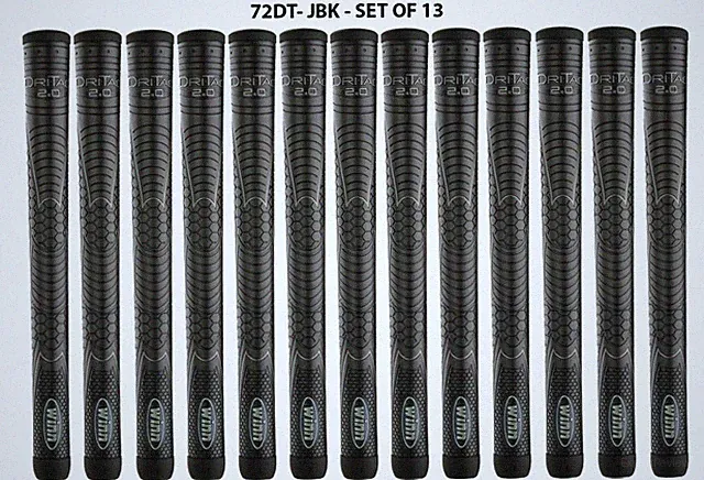 Set of 13 -Winn DRI-TAC 2.0 OVERSIZED Jet Black Golf Grip - 72DT-JBK