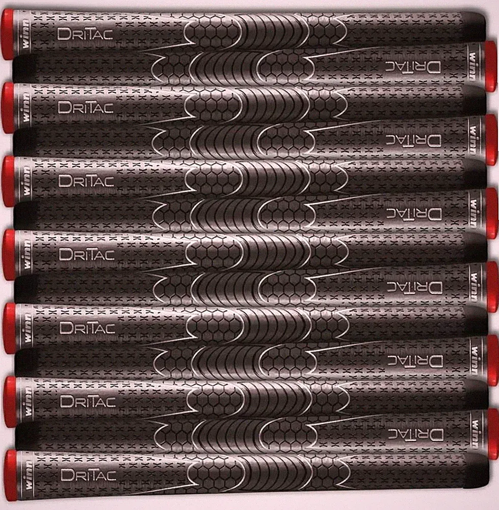 SET OF 13 WINN DRI-TAC STANDARD SIZE GOLF GRIPS 5DT-DG. Black/Grey