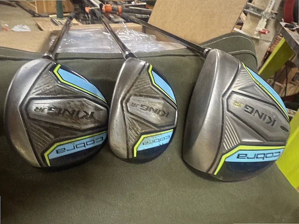 Set Of 3 Ladies Cobra King Jr Clubs, Driver, Fairway Driver And Hybrid.