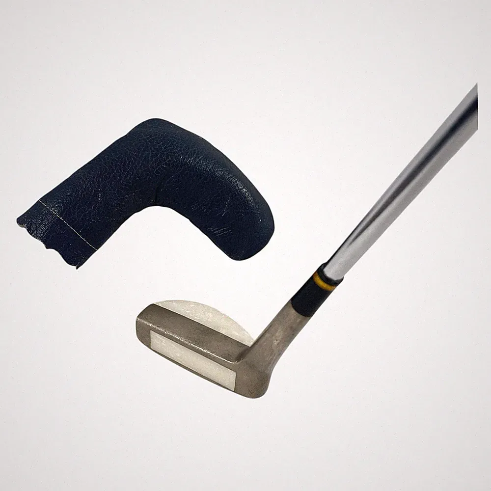 Silver Marbled Stone Putter Heel-Shafted Steel Shaft 35" RH Vintage w/ Headcover