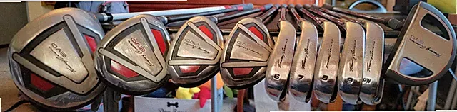 slightly used complete set of golf clubs, bag and headcovers included