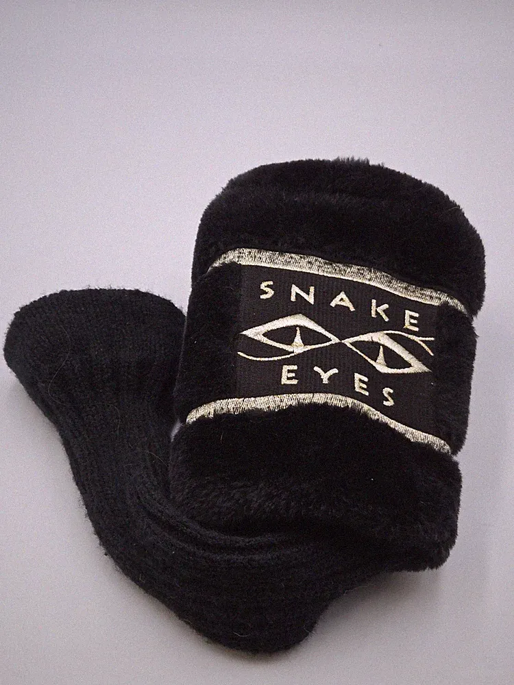 Small Hole-Snake Eyes Fuzzy 3 Wood Head Covers Black Sock Style Golf Club Cover