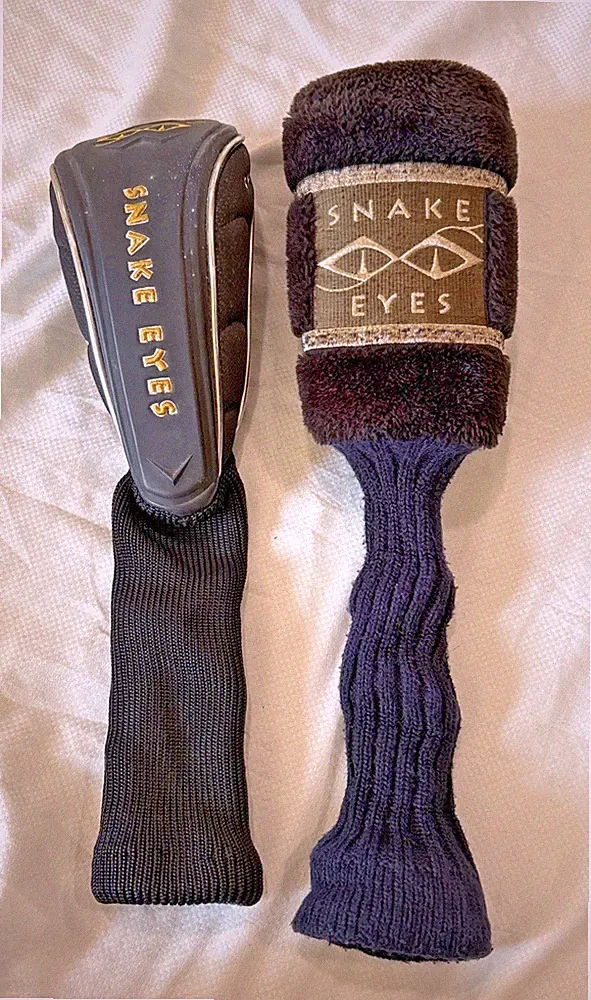 Snake Eyes 5 Wood Head Cover Black Sock Style Golf Club Cover (2) Vintage