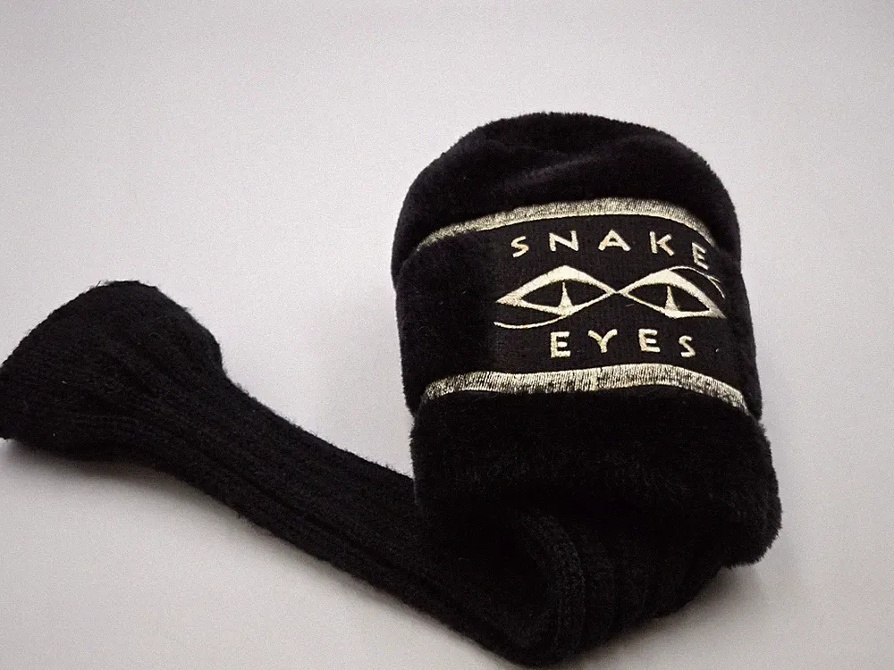 Snake Eyes Fuzzy Driver Head Covers Black Sock Style Golf Club Cover. Good Condi