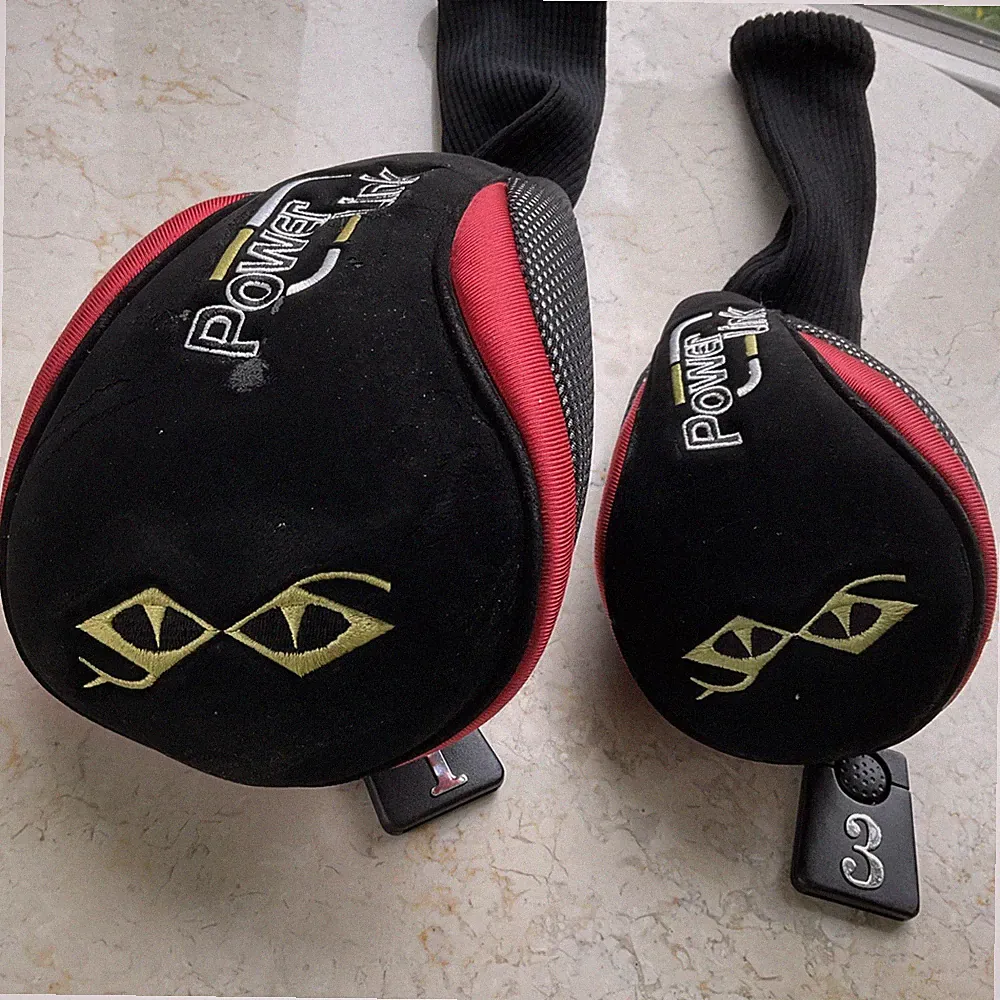 Snake Eyes Power Link 1 Driver & 3 wood Golf Head Covers Black Red Gold FLAWS