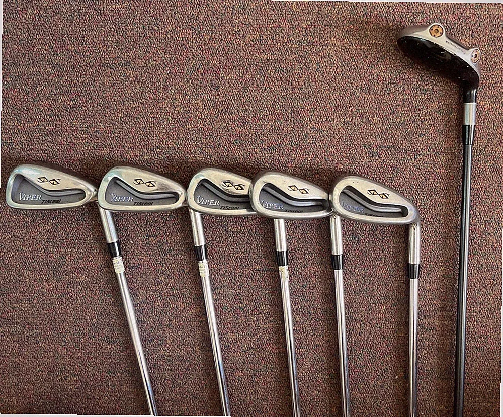 Snake Eyes Viper TiSteel Irons NEAR Set Steel Shaft 3-A RH 5, 7, 8, 9, S & HYBD
