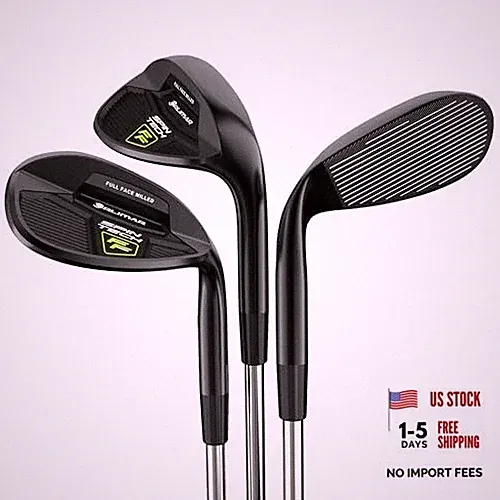 Spin Tech Full Face Golf Wedges for 52/56/60 Degrees (3-Piece Set) Black Left