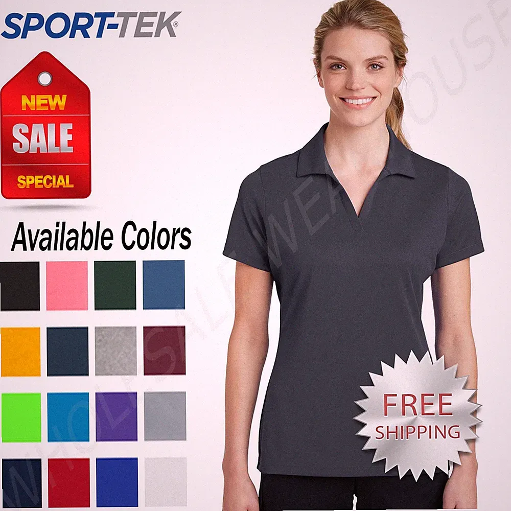 Sport Tek Womens 100% Polyester Dri-Fit Performance Polo Golf Shirt M-LST640