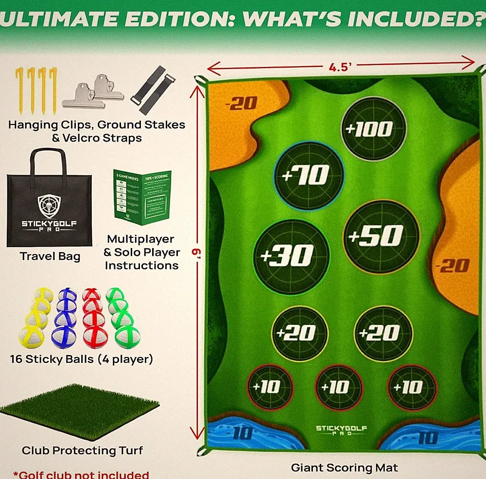 StickyGolf Pro-Golf Game for Outdoor Indoor - Backyard Chipping Set- no club