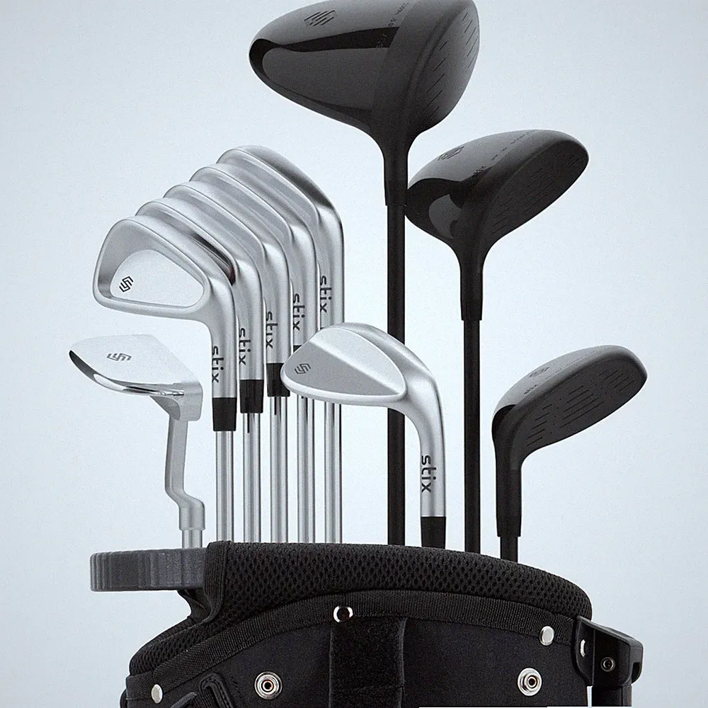 STIX GOLF CLUBS COMPLETE SET 10 PC DRIVER IRONS PUTTER WEDGES BAG RIGHT HANDED ~
