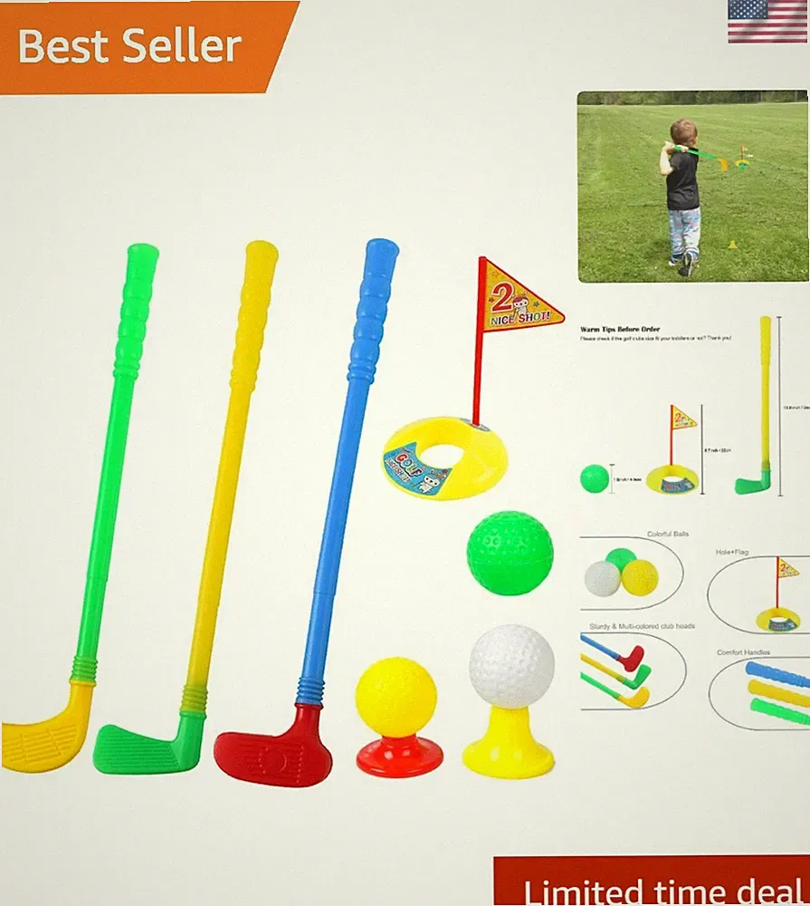 Sturdy Plastic Golf Clubs Set for Toddlers - Safe, Colorful, & Portable Fun!